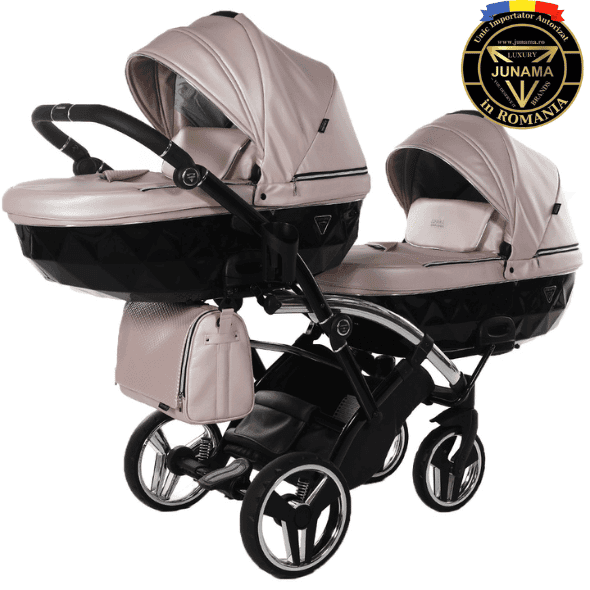 Junama FluoLine 06 DuoSlim Pink Silver – Carucior de Gemeni 3 in 1