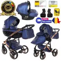 Carucior 3 in 1 Junama Diamond V3 Fluo Line 01 Blue Gold Rose
