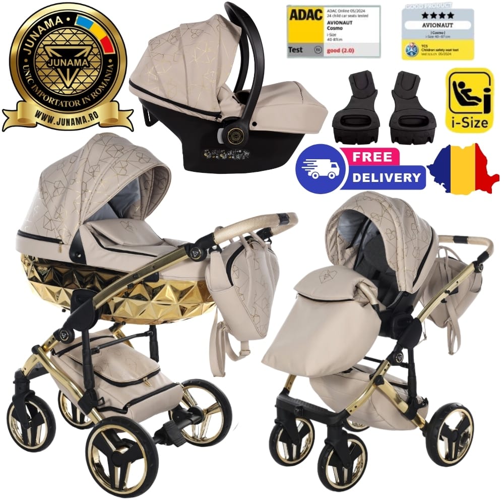 Carucior Junama Diamond V2 Heart 07 Beige Gold 3 in 1