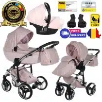 Carucior 3 in 1 Junama Diamond Enzo 04 Pink Silver V3