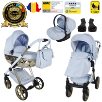 Cărucior 3 în 1 Junama Diamond Cubby 03 Premium Blue